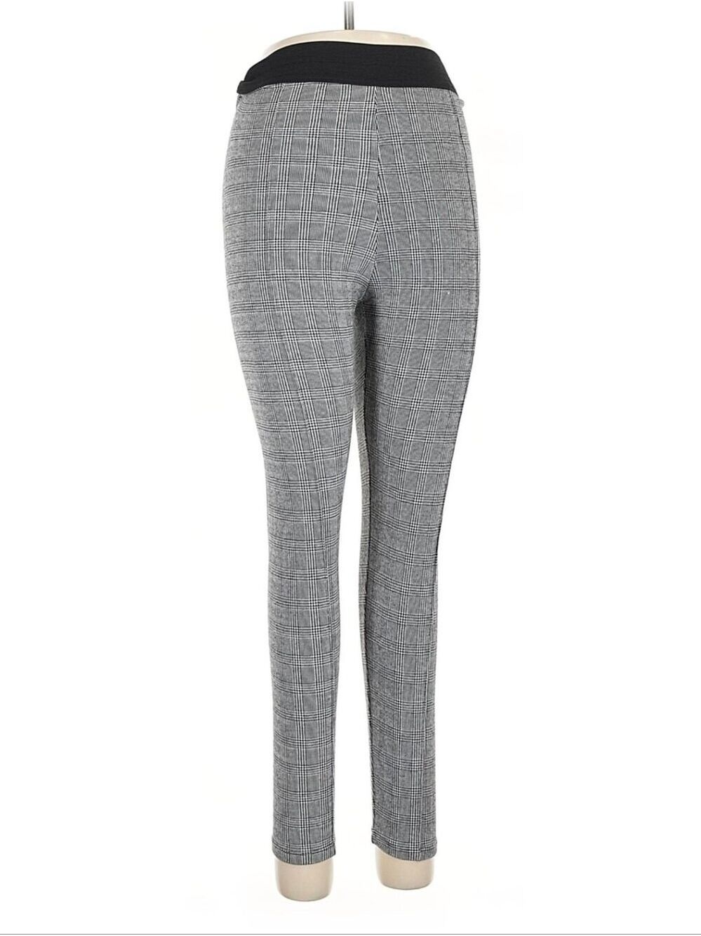 Zara Grey Black Houndstooth Glen Plaid Leggings High Rise Sz Large